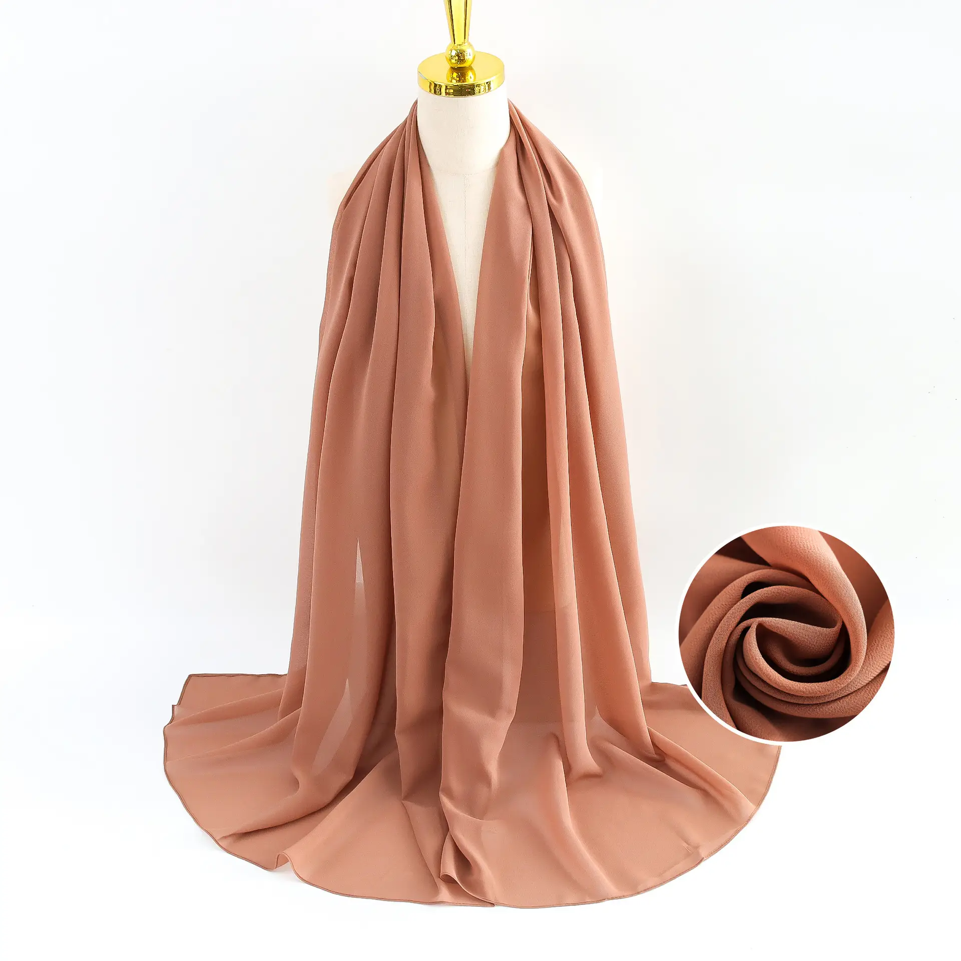Muslim Pearl Chiffon Headscarf Black Solid Color - Image 22