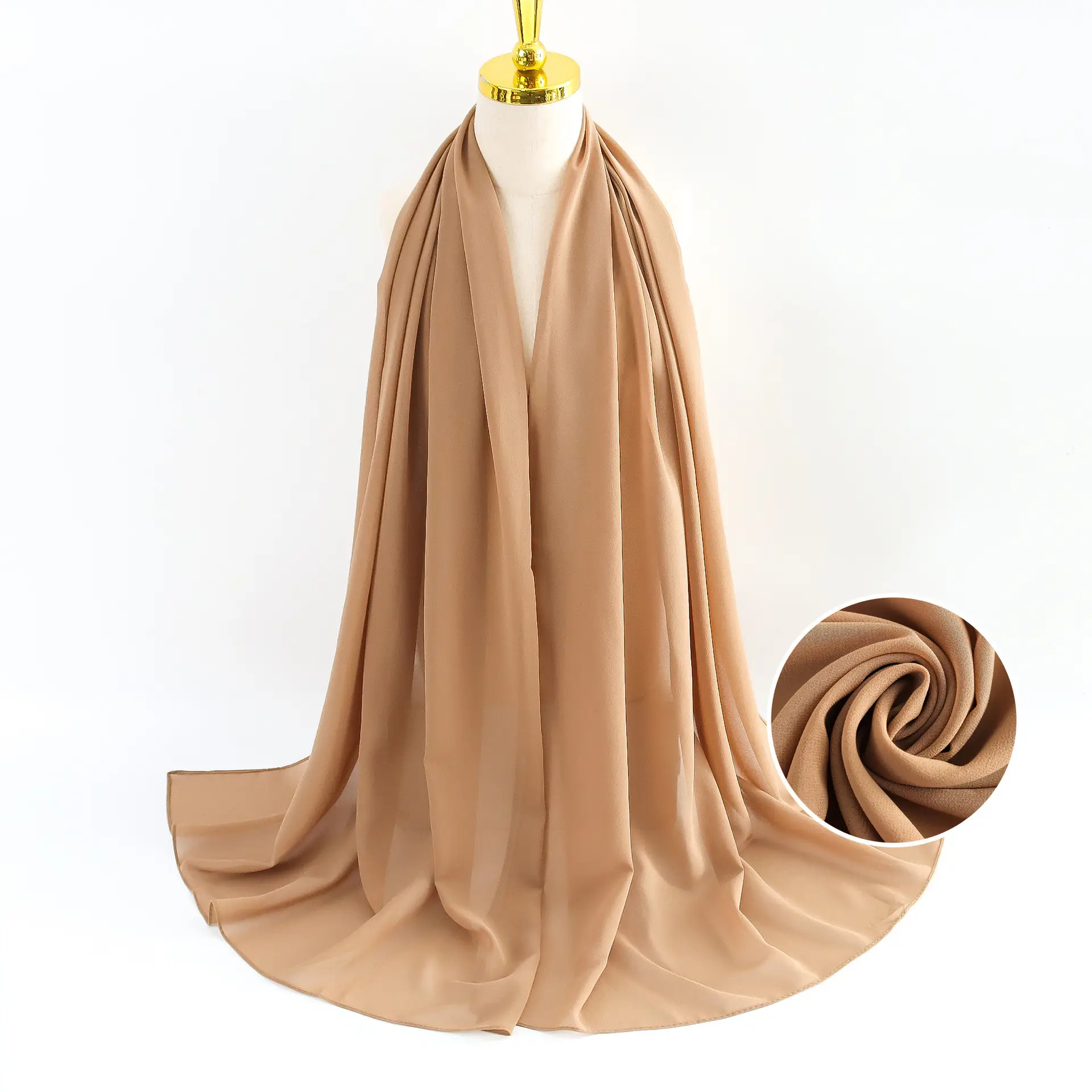 Muslim Pearl Chiffon Headscarf Black Solid Color - Image 24