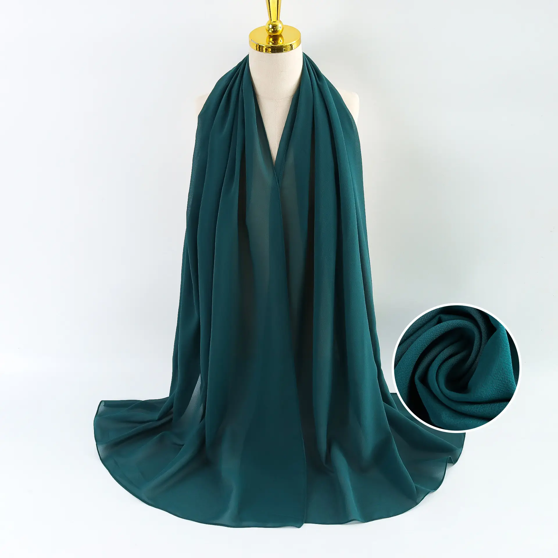 Muslim Pearl Chiffon Headscarf Black Solid Color - Image 75