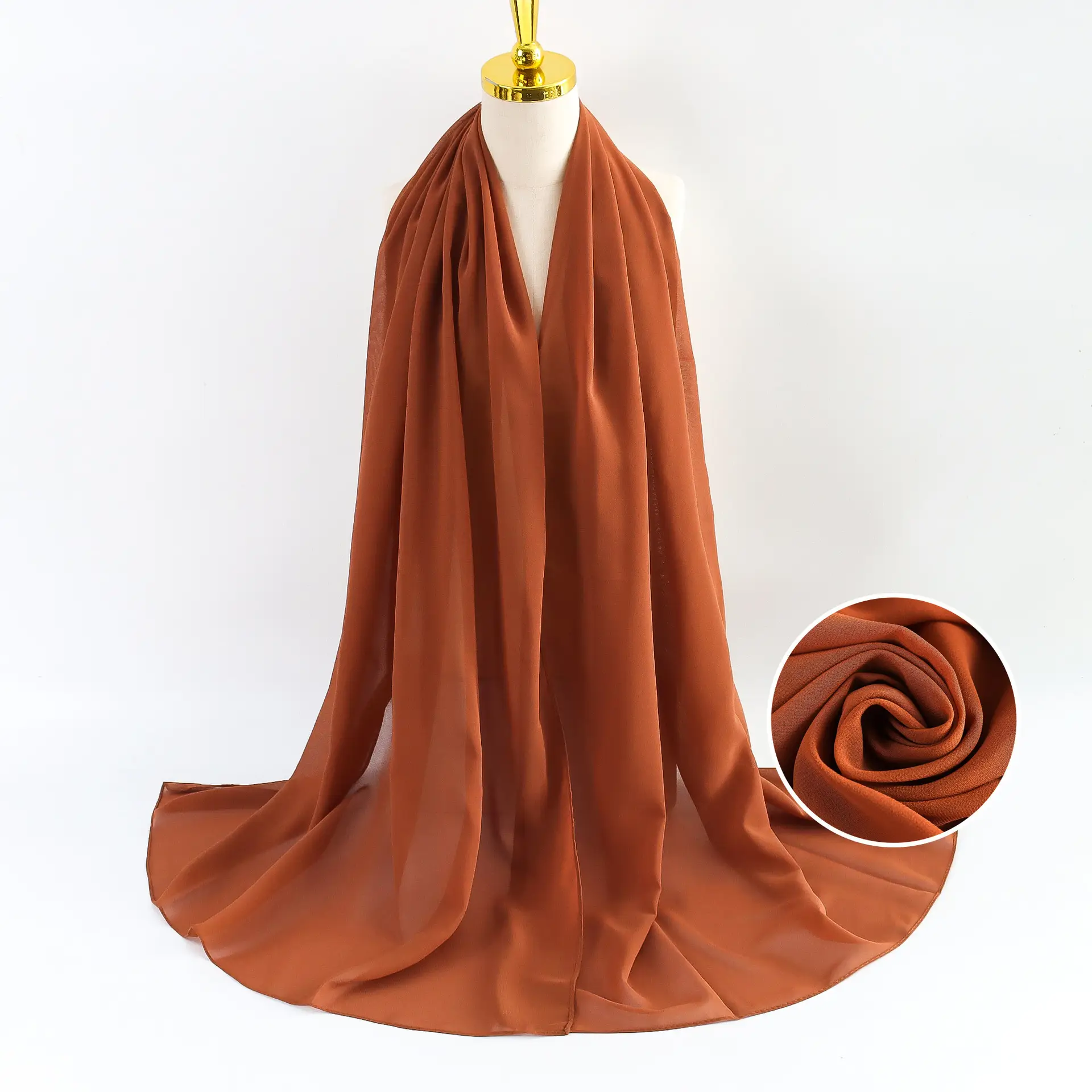 Muslim Pearl Chiffon Headscarf Black Solid Color - Image 84