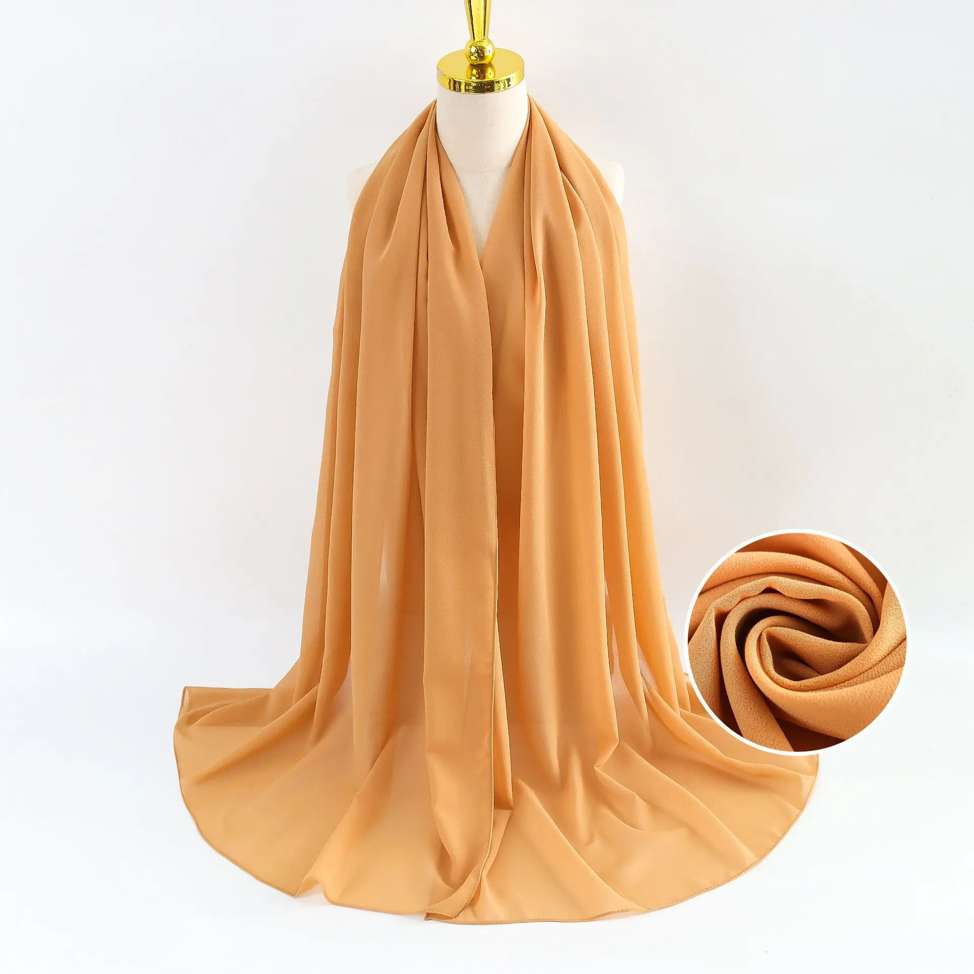Muslim Pearl Chiffon Headscarf Black Solid Color - Image 9