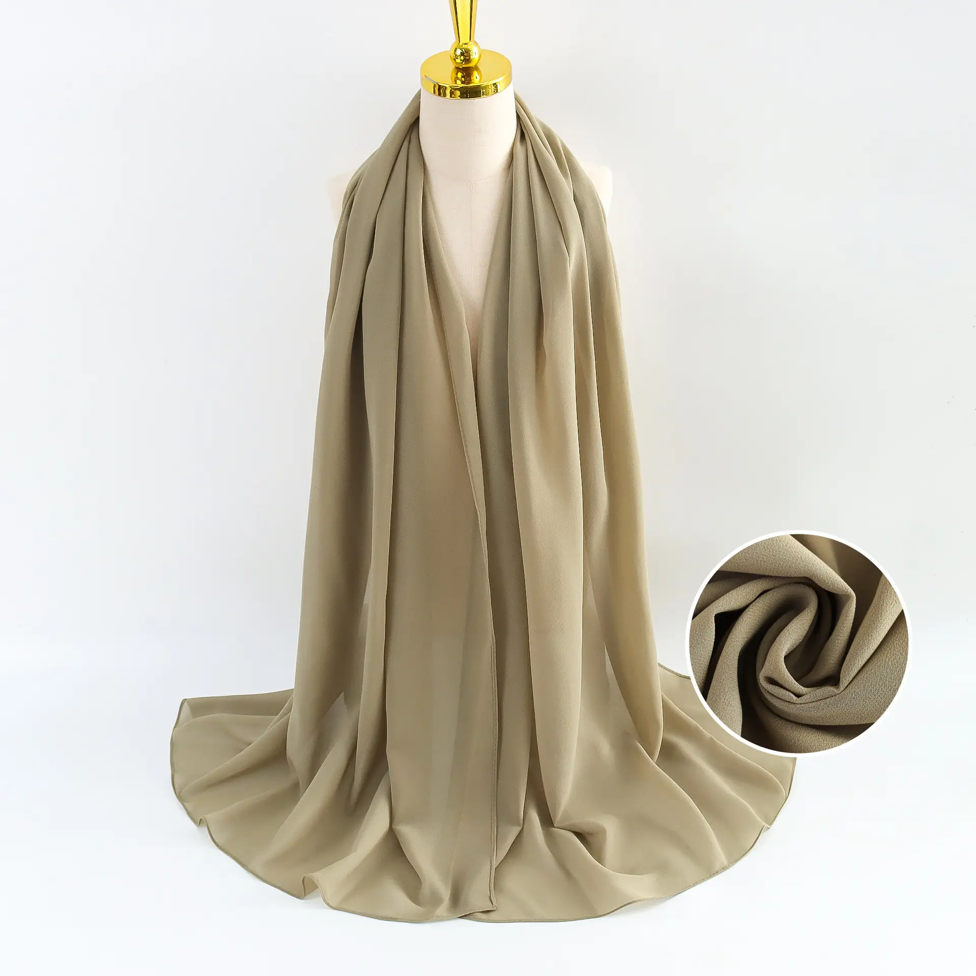 Muslim Pearl Chiffon Headscarf Black Solid Color - Image 91