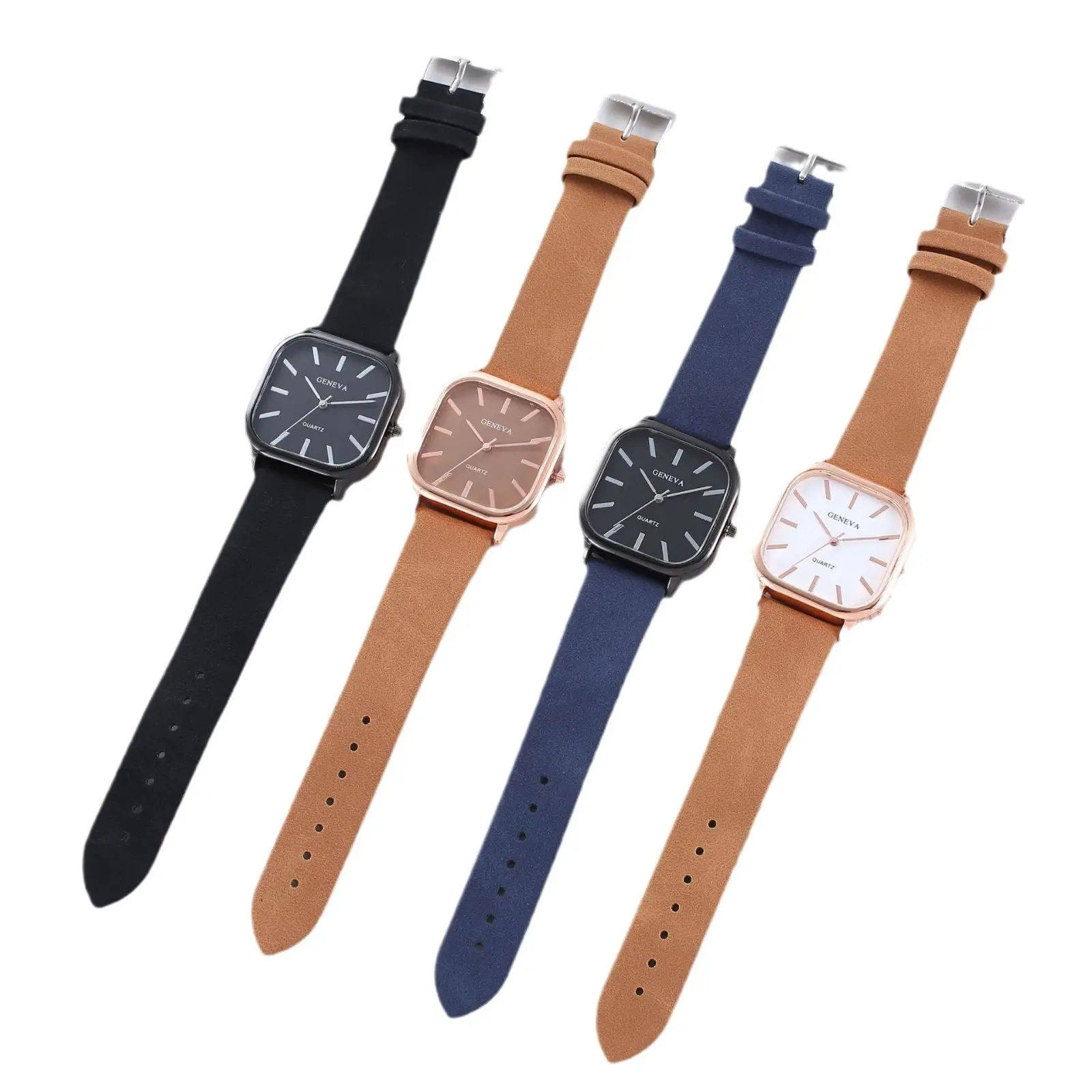Women's Rose Gold Square Watch Brown Strap Quartz - Image 9