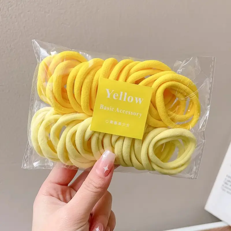 Yellow Rubber Hair Bands for Girls' Hair Accessories - Image 2