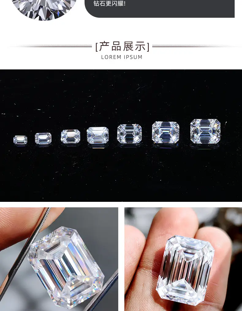 Moissanite Bare Stone Emerald DEFGH Net VVS1 — feature 3