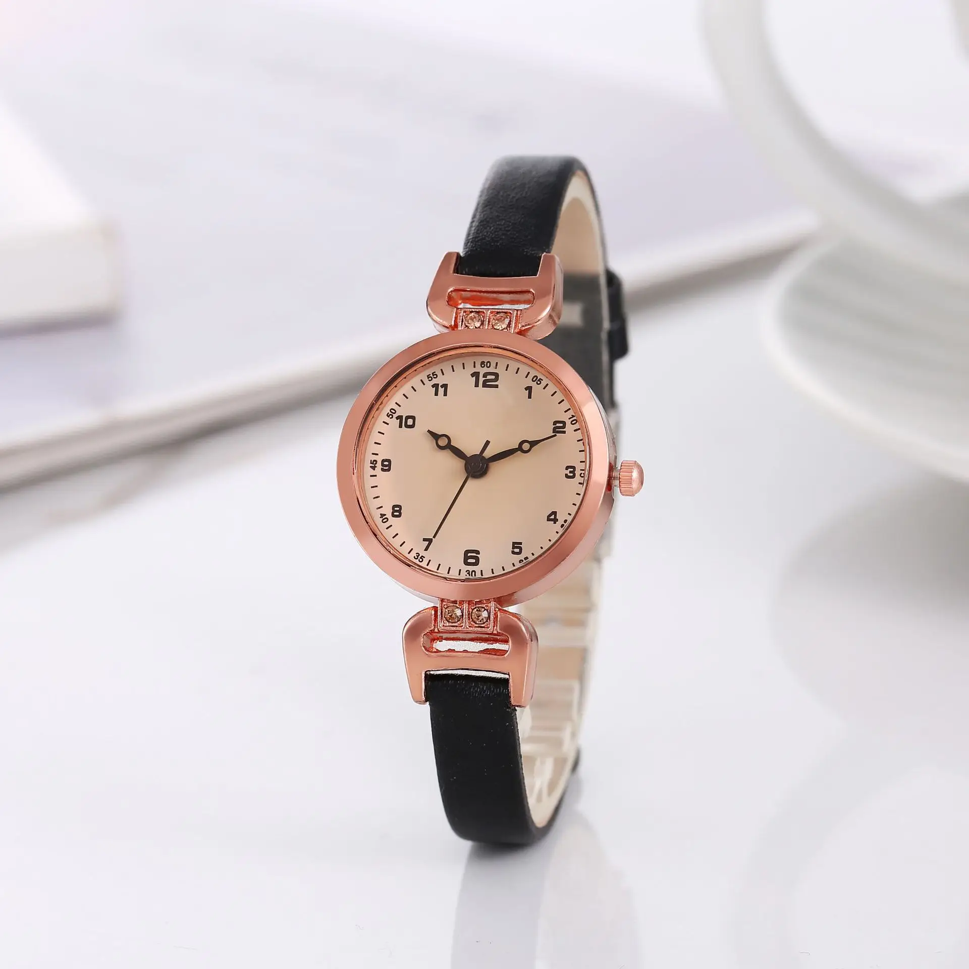Women's Pink Rose Gold Watch with Leather Band