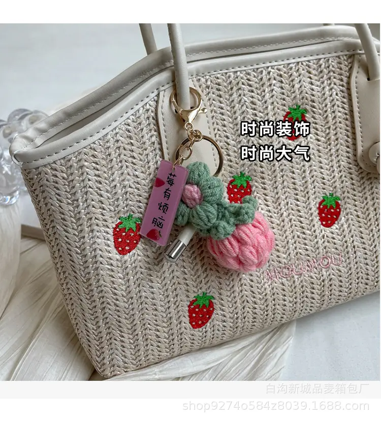 Straw Tote Bag Women Large Capacity Strawberry Embroidered — feature 6