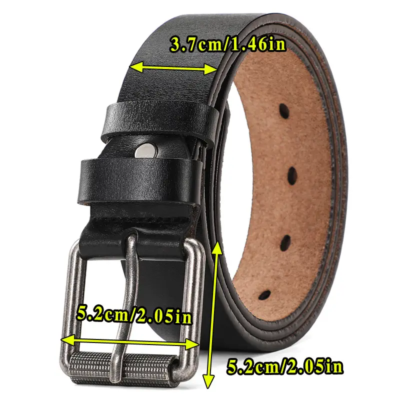 Men's Antique Leather Buckle Belt with Metal Clasp - Image 5