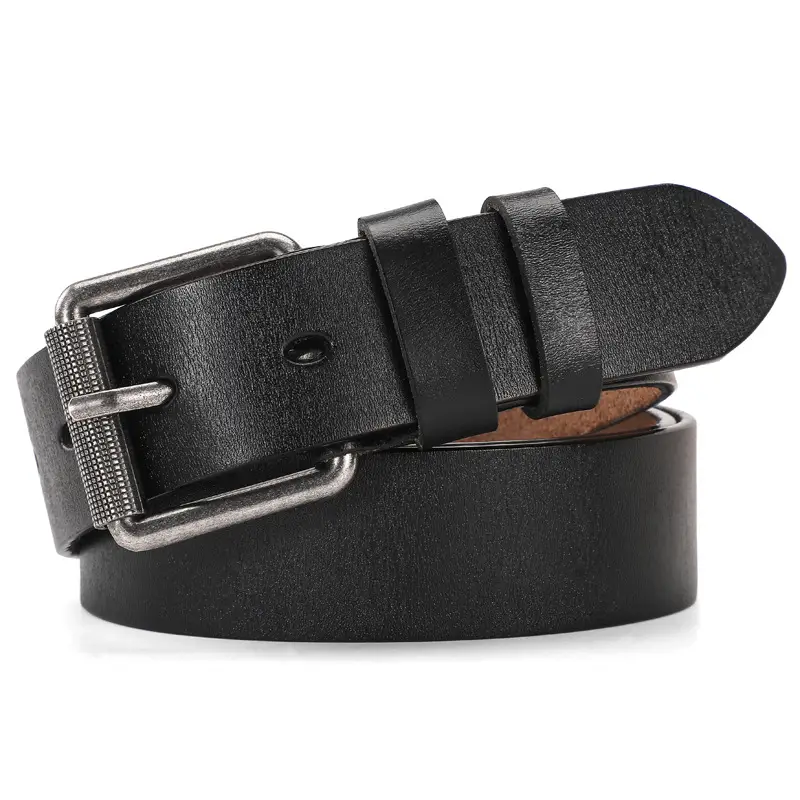 Men's Antique Leather Buckle Belt with Metal Clasp - Image 8