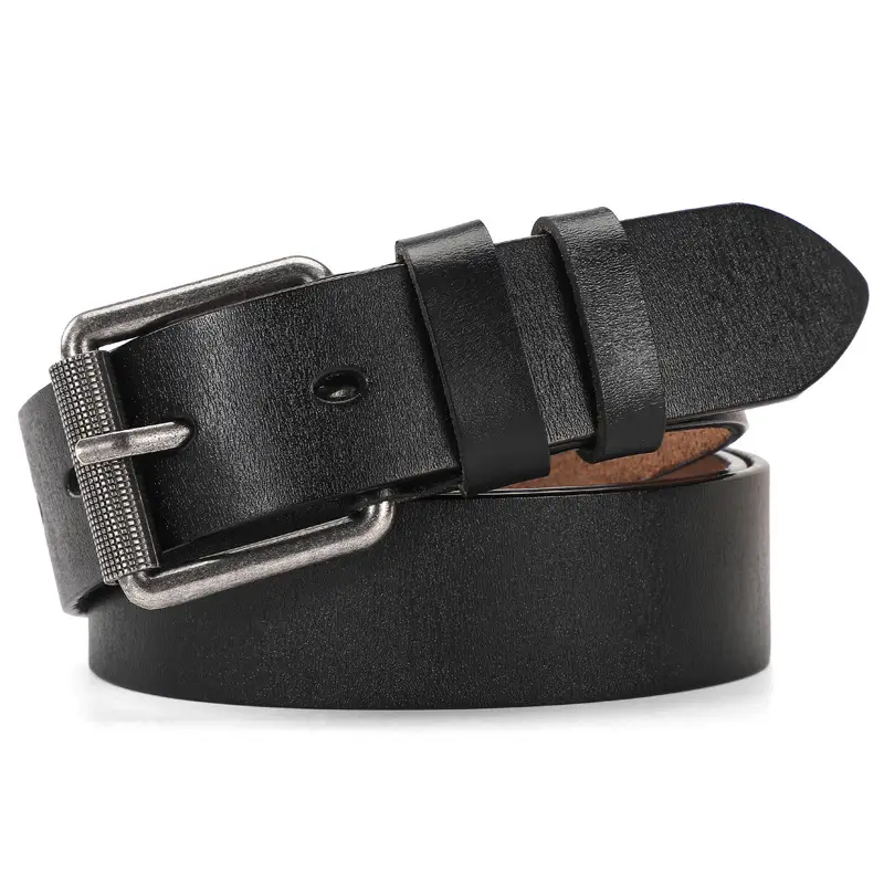 Men's Antique Leather Buckle Belt with Metal Clasp — feature 8