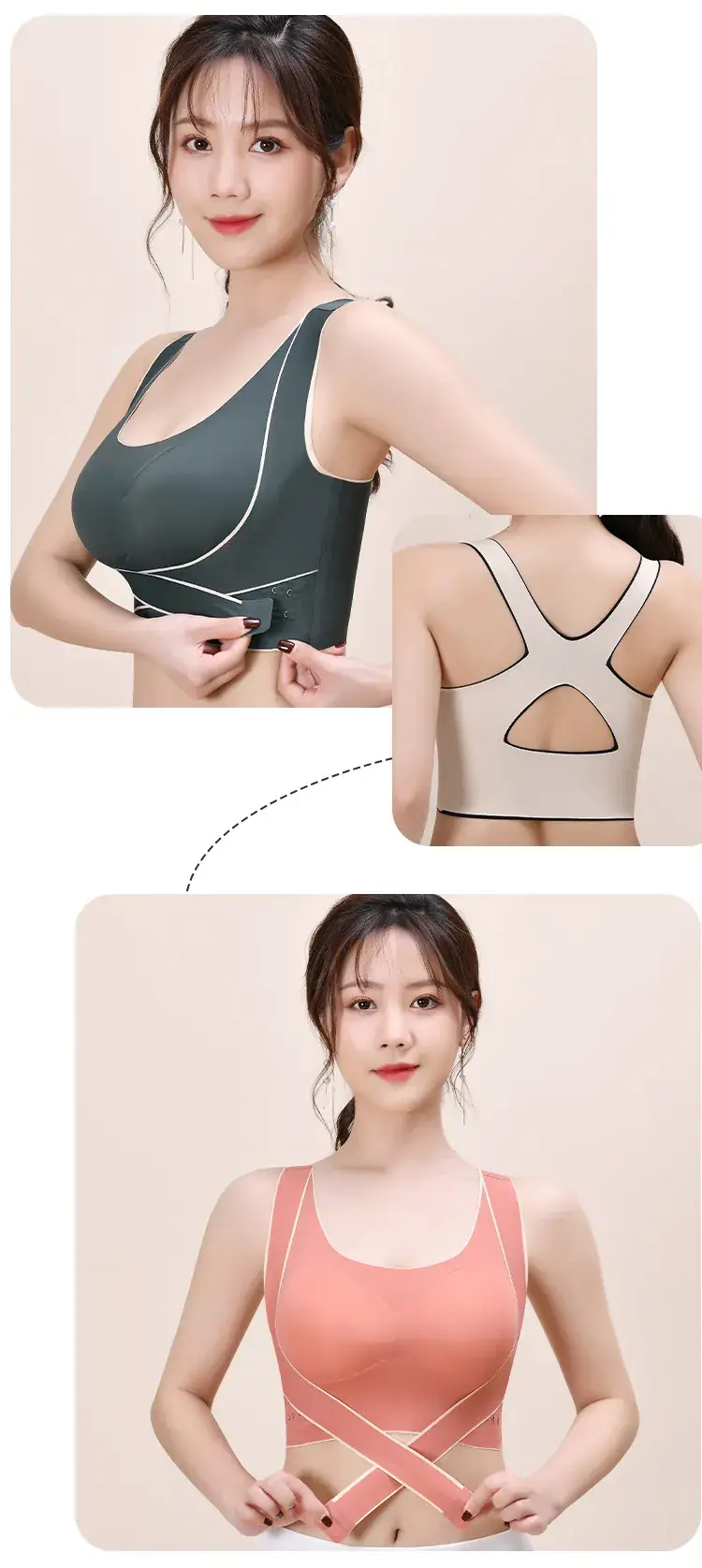 Cross Buckle Shockproof Push Up Sports Vest Bra Plus Size — feature 3