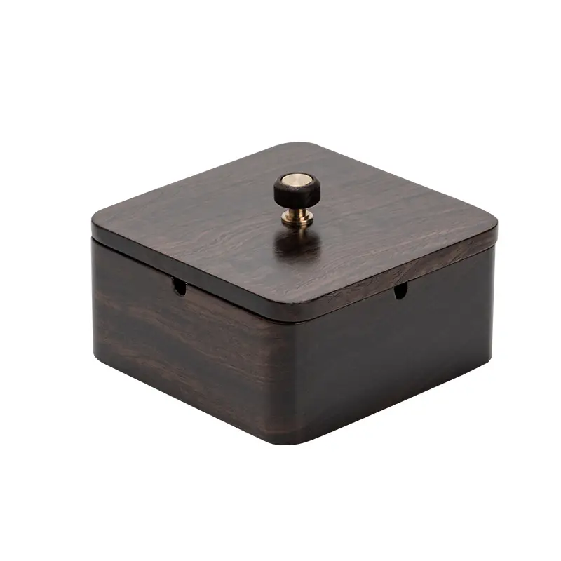 Walnut Ashtray Home Living Room with Lid Anti-Fly Ash Stainless Steel Liner Creative Office Quality Ashtray