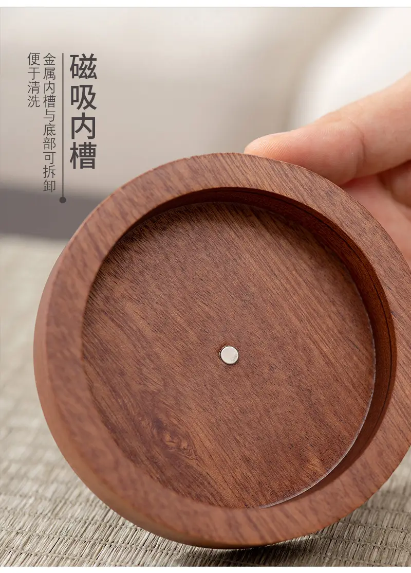 Walnut Ashtray Home Living Room with Lid Anti-Fly Ash Stainless Steel Liner Creative Office Quality Ashtray — feature 27
