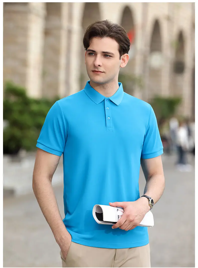 High-end Blue Polo Shirt for Men Women — feature 21