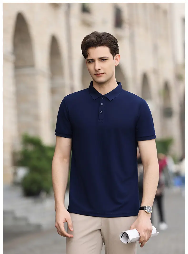 High-end Blue Polo Shirt for Men Women — feature 27