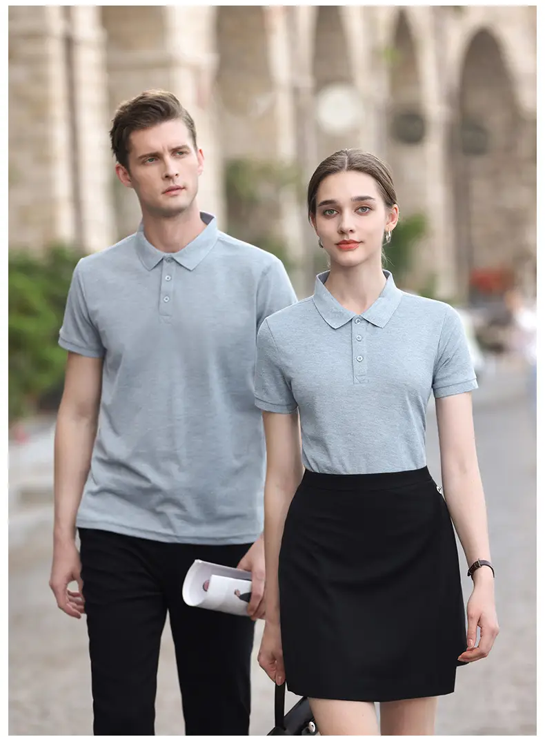 High-end Blue Polo Shirt for Men Women — feature 32