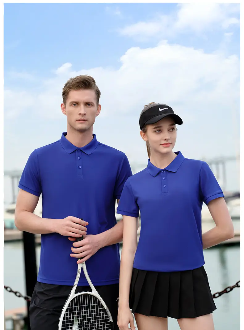 High-end Blue Polo Shirt for Men Women — feature 34