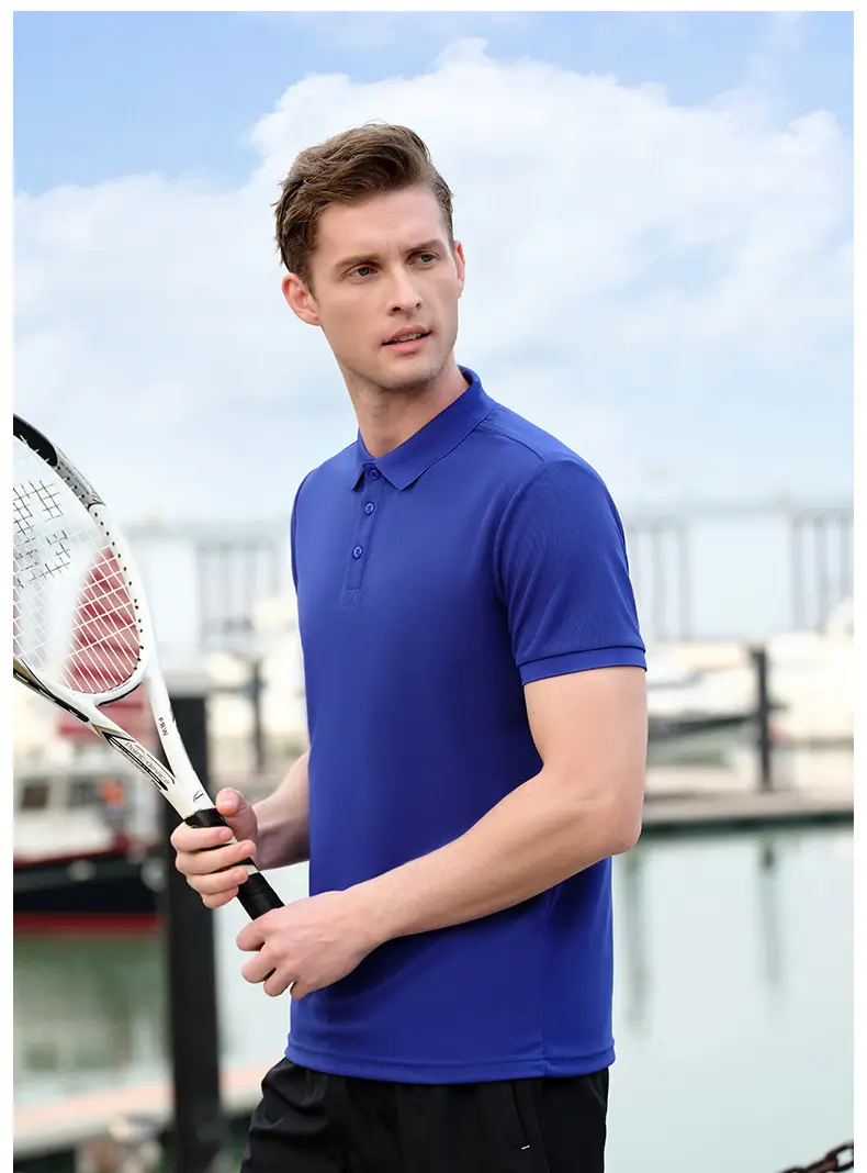High-end Blue Polo Shirt for Men Women — feature 35