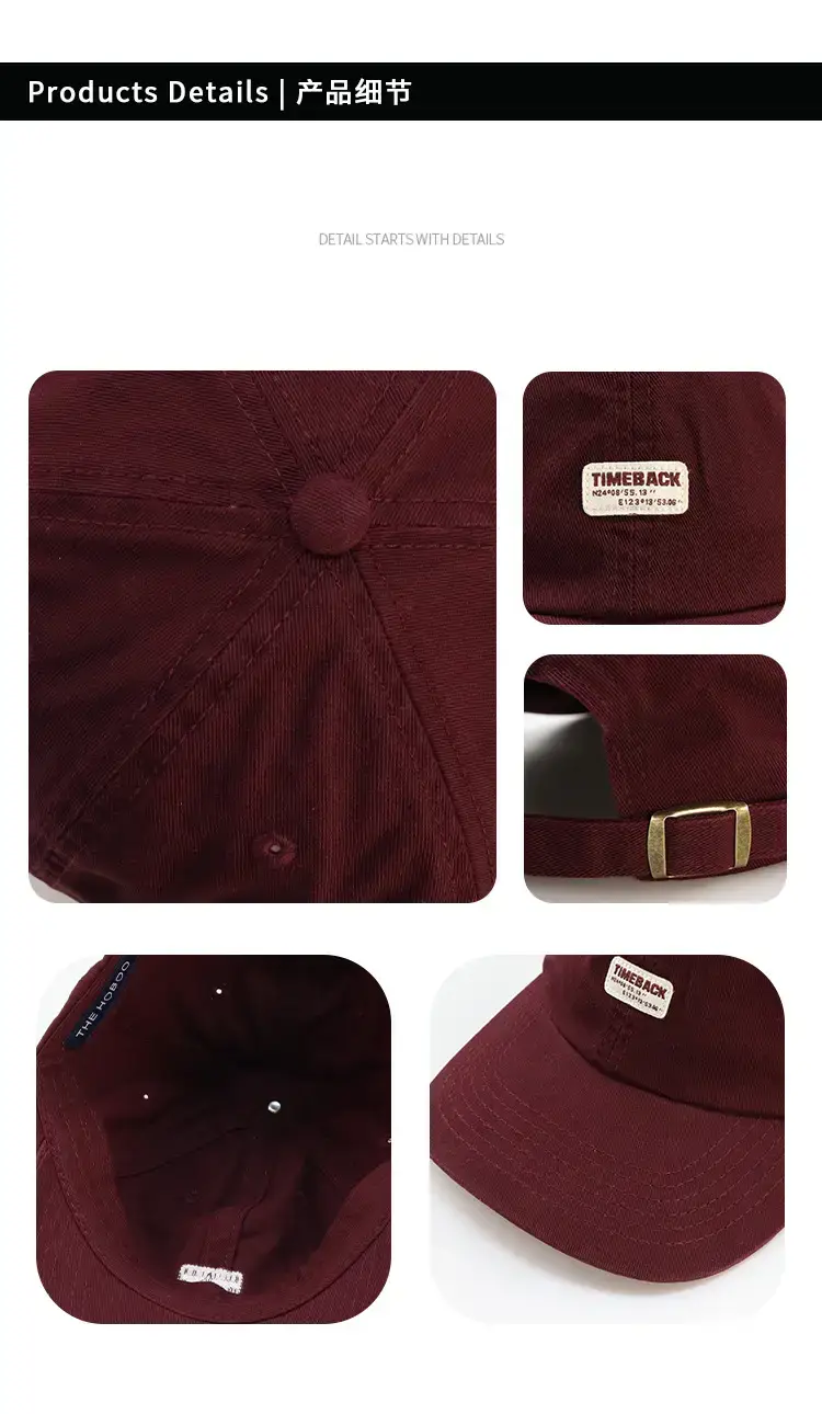 Burgundy Women's Baseball Cap Sun Protection — feature 6