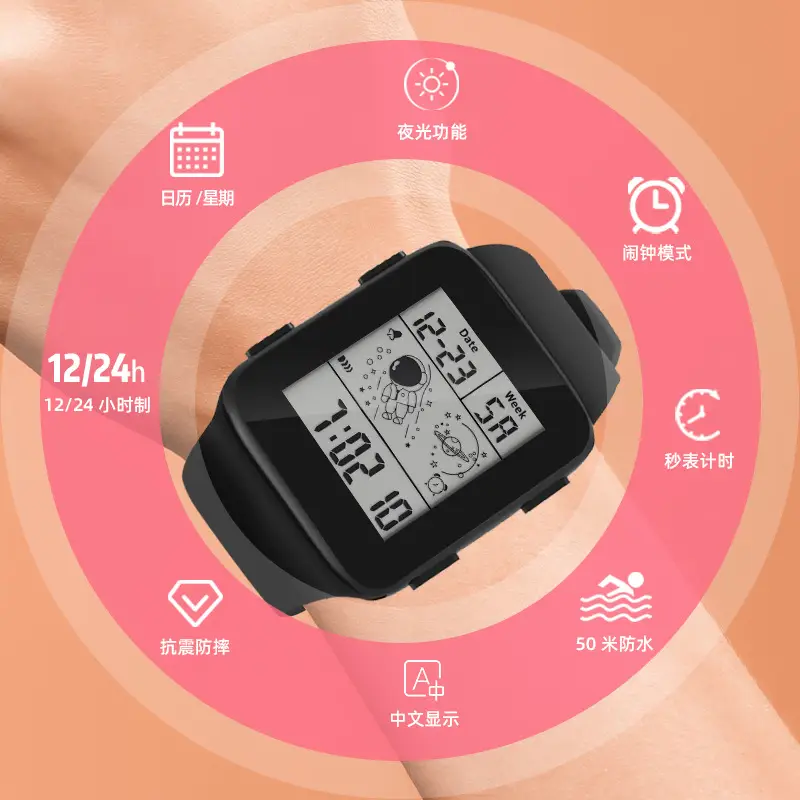 Waterproof Astronaut Sports Watch Black ABS TPU Strap - Image 10