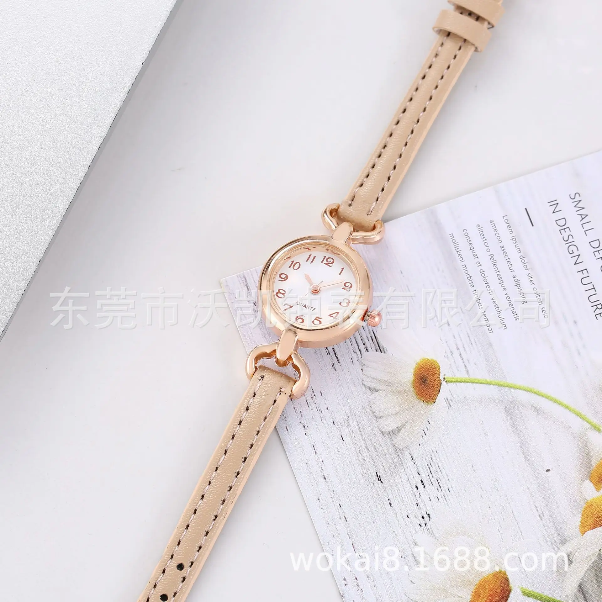 Women Rose Gold Leather Watch Small Round Fashion Watch - Image 8