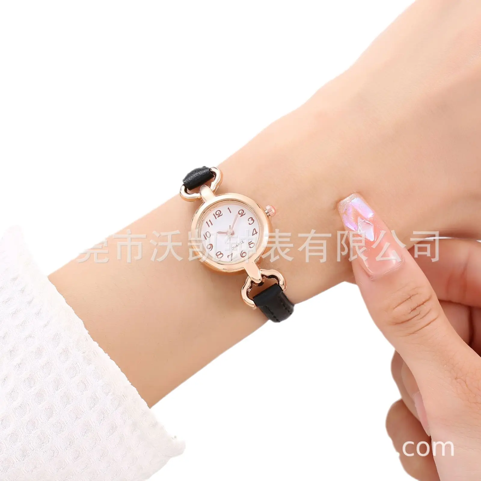 Women Rose Gold Leather Watch Small Round Fashion Watch - Image 10