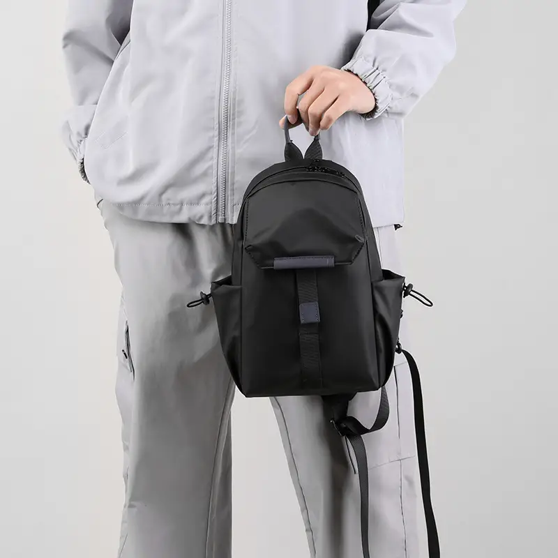 Men's Black Nylon Shoulder Bag Large Capacity Lightweight Business Commute - Image 5