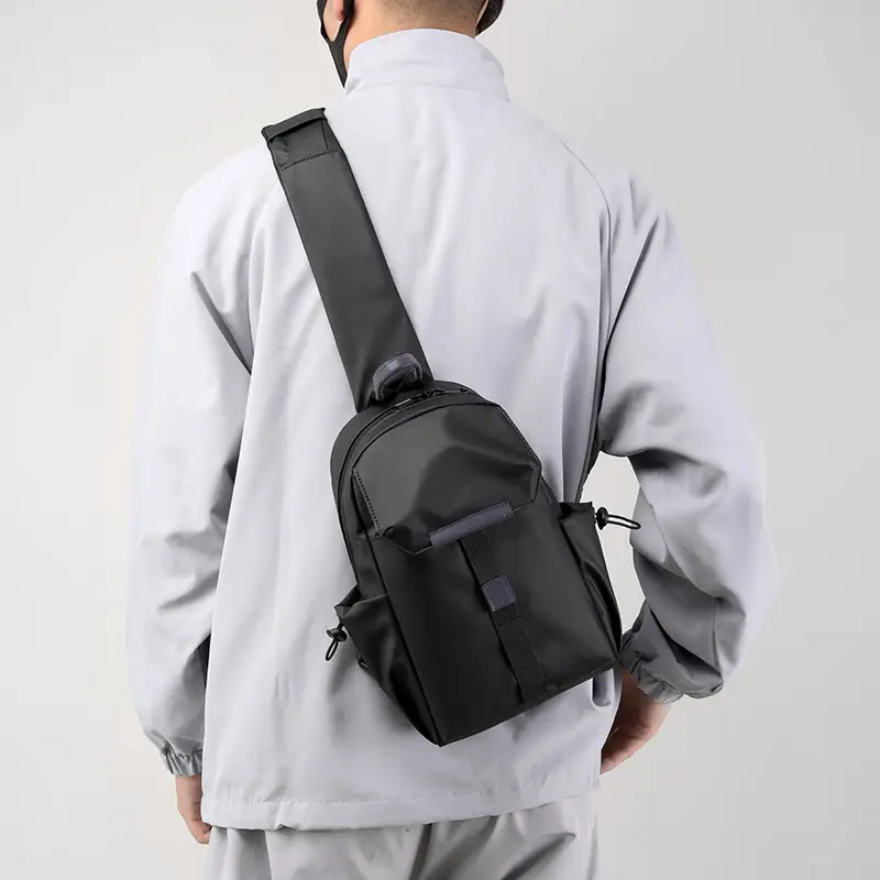 Men's Black Nylon Shoulder Bag Large Capacity Lightweight Business Commute - Image 6