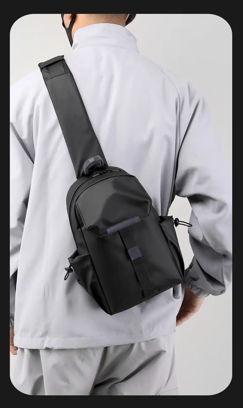 Men's Black Nylon Shoulder Bag Large Capacity Lightweight Business Commute β feature 11