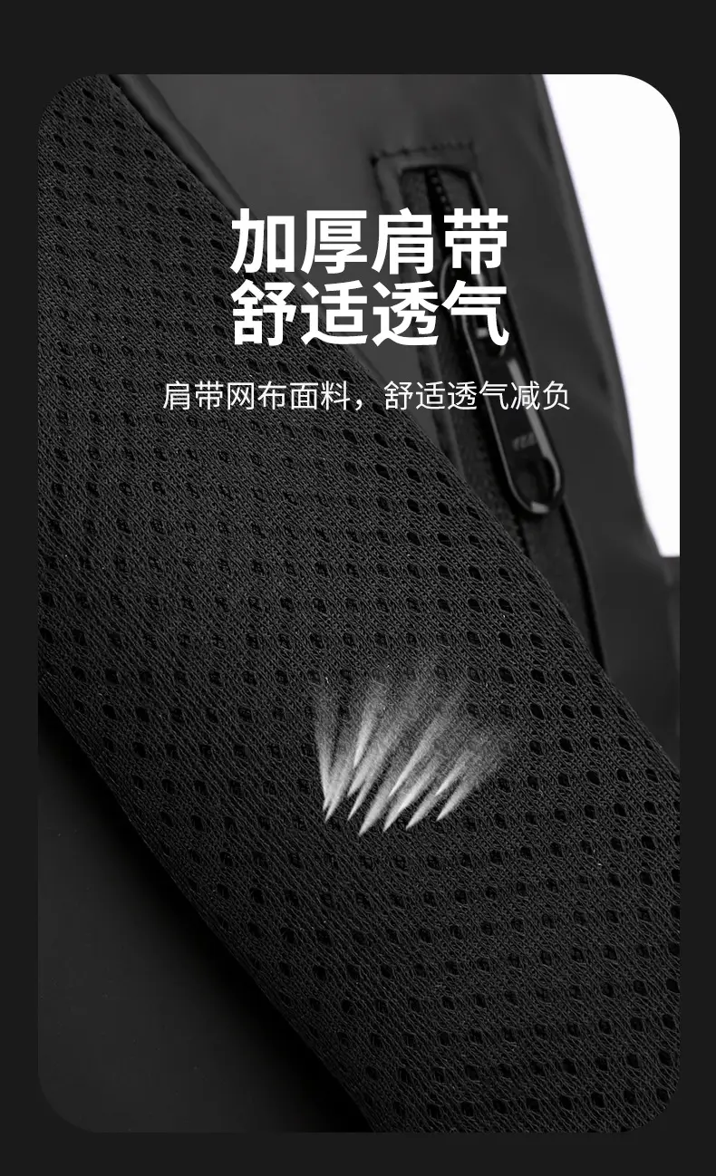 Men's Black Nylon Shoulder Bag Large Capacity Lightweight Business Commute β feature 12
