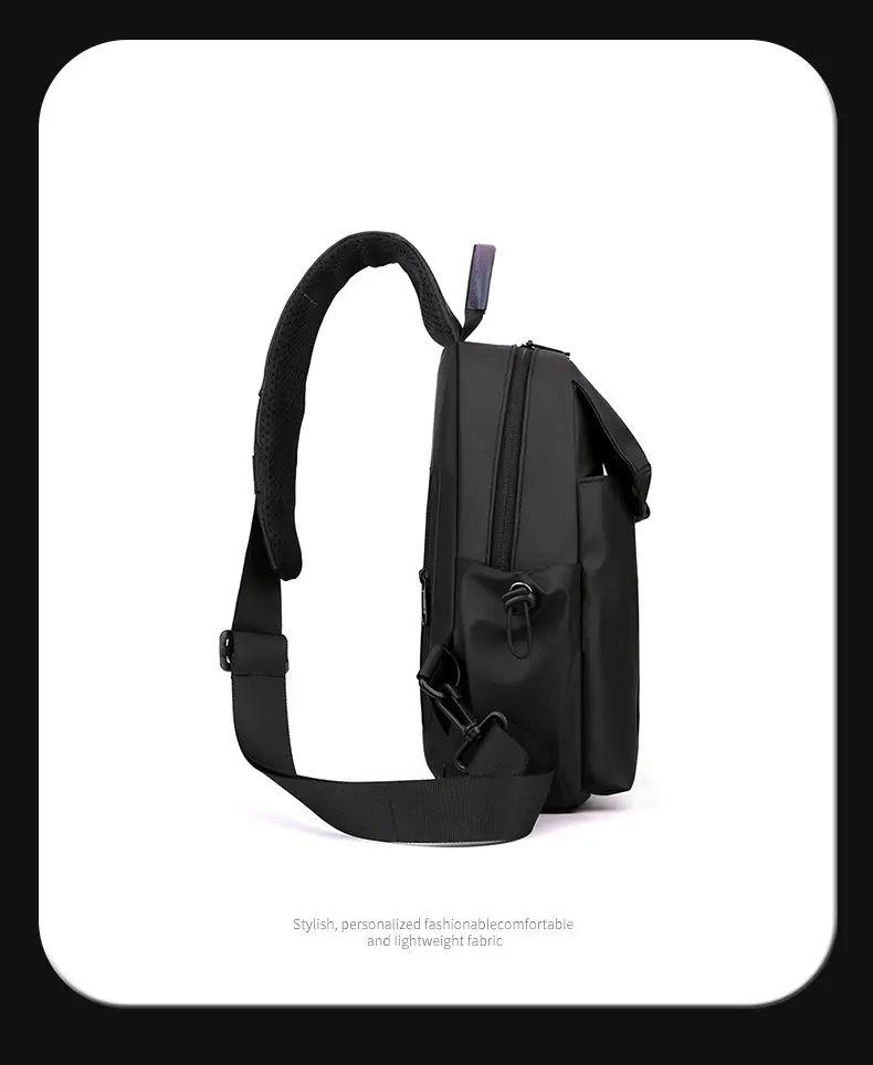 Men's Black Nylon Shoulder Bag Large Capacity Lightweight Business Commute β feature 16