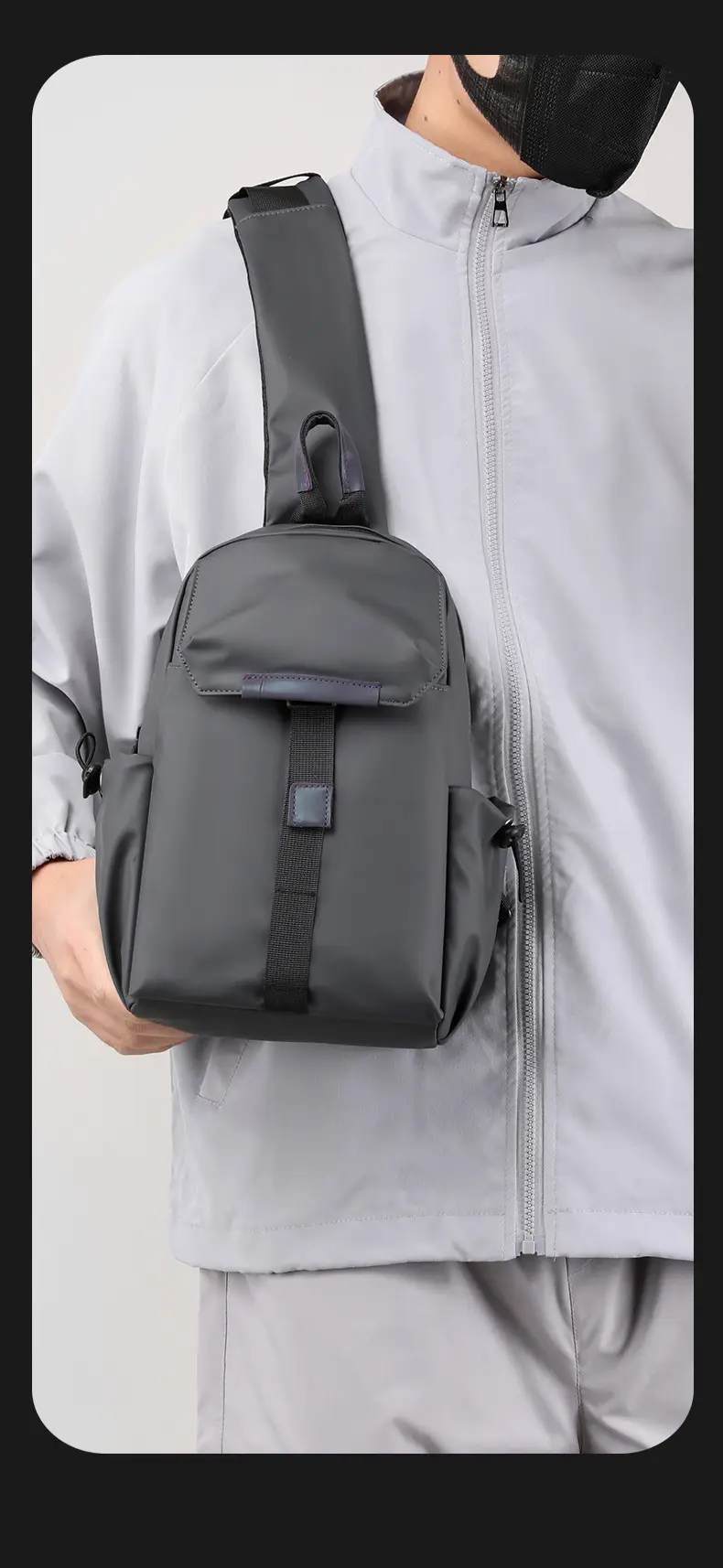 Men's Black Nylon Shoulder Bag Large Capacity Lightweight Business Commute β feature 29