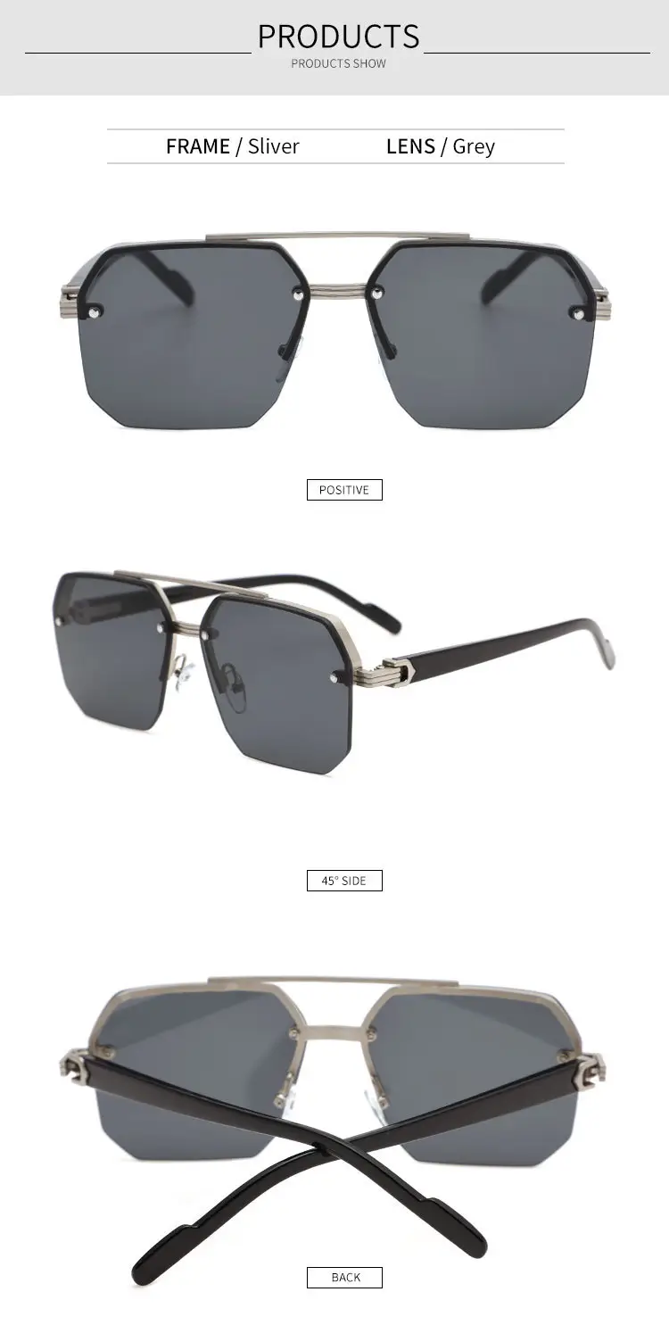 Men UV Protective Half Frame Sunglasses Black β feature 11
