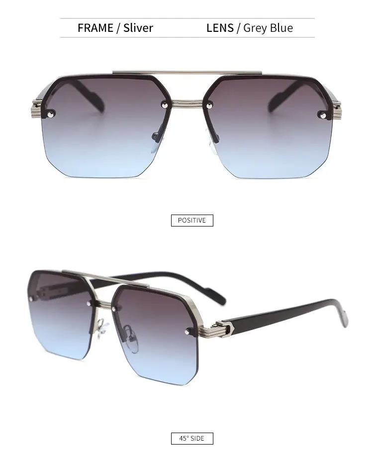 Men UV Protective Half Frame Sunglasses Black β feature 12