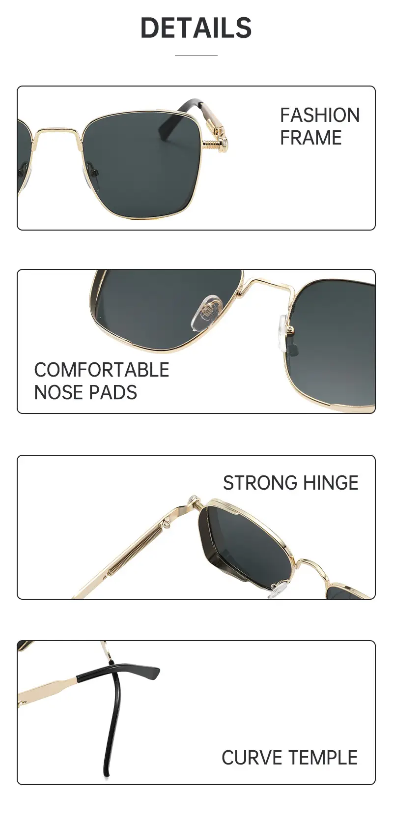 Men UV Protective Half Frame Sunglasses Black β feature 17