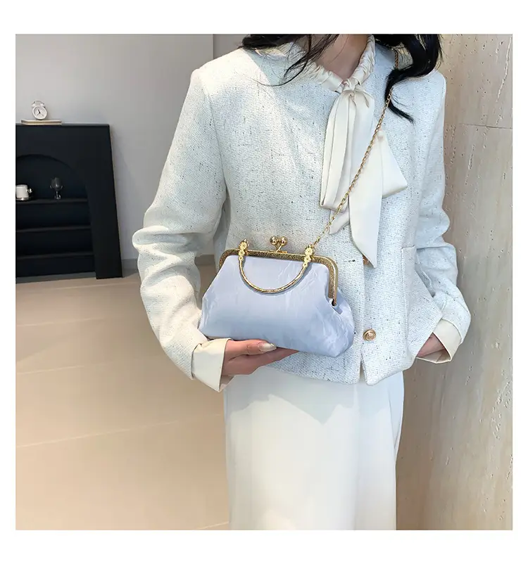 Pink Velvet Clip Chain Shoulder Bag for Women — feature 16