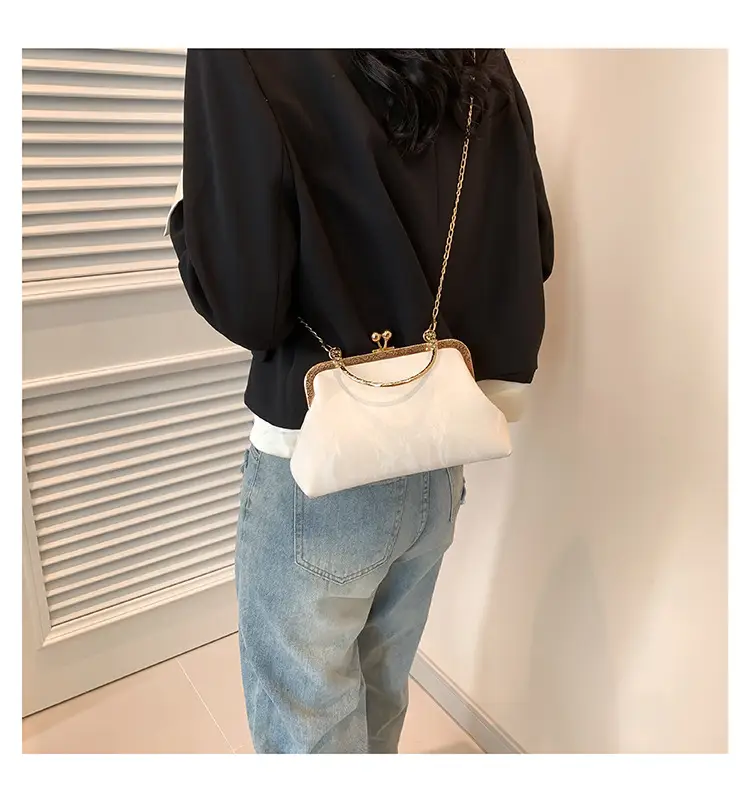 Pink Velvet Clip Chain Shoulder Bag for Women — feature 22