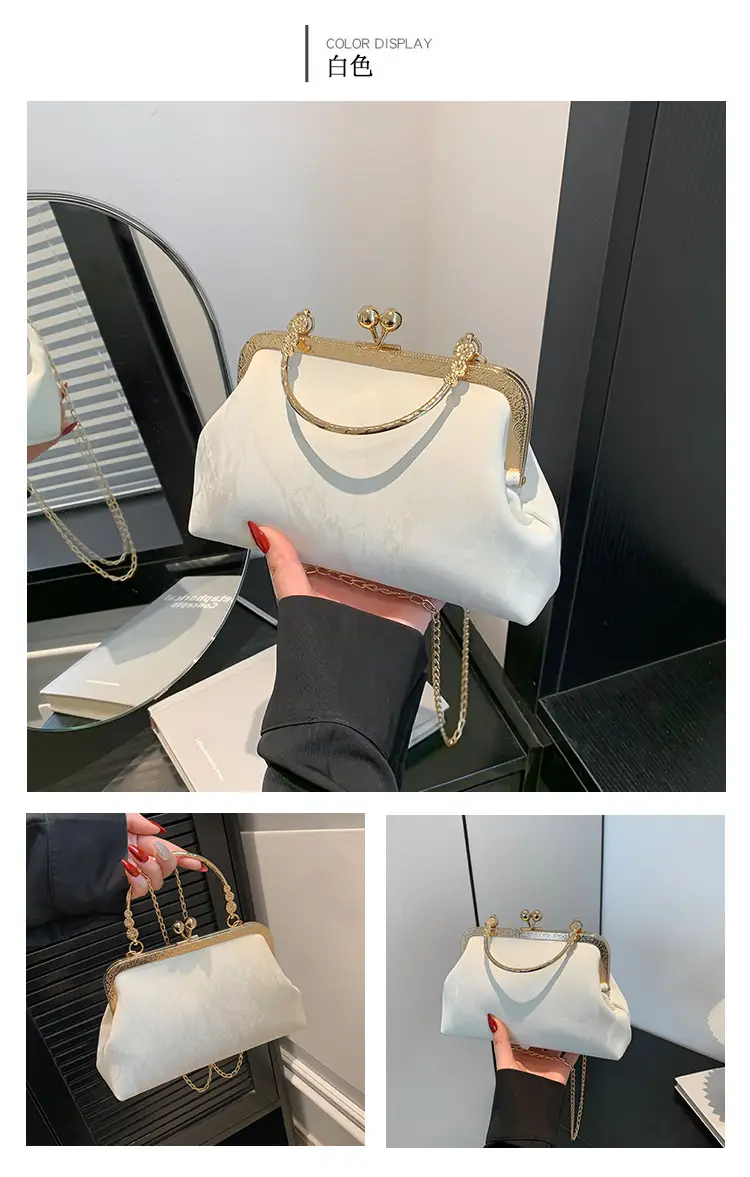 Pink Velvet Clip Chain Shoulder Bag for Women — feature 24