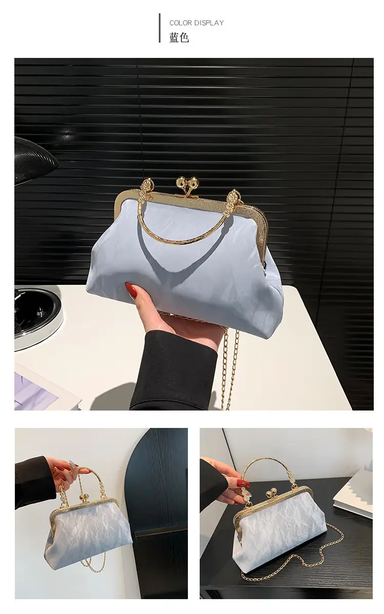 Pink Velvet Clip Chain Shoulder Bag for Women — feature 26