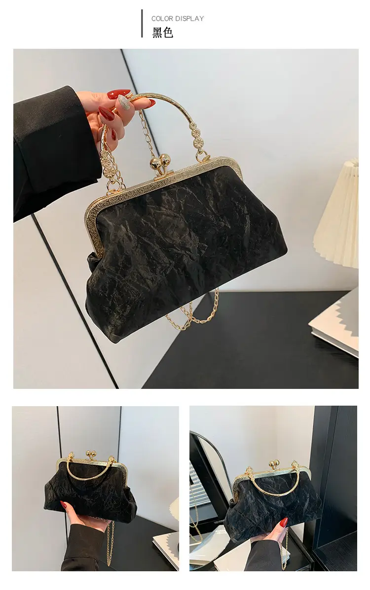 Pink Velvet Clip Chain Shoulder Bag for Women — feature 27