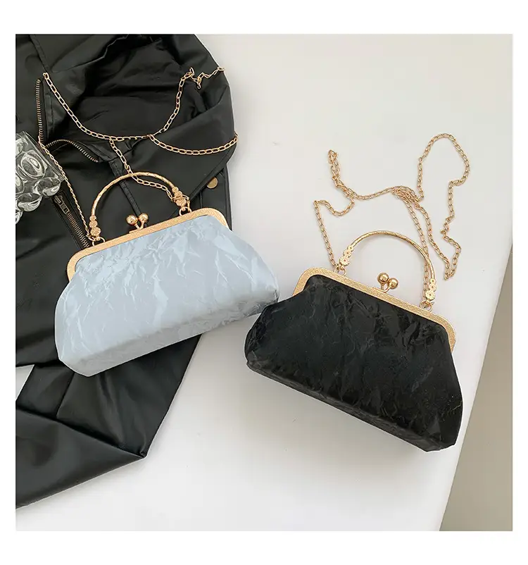 Pink Velvet Clip Chain Shoulder Bag for Women — feature 29