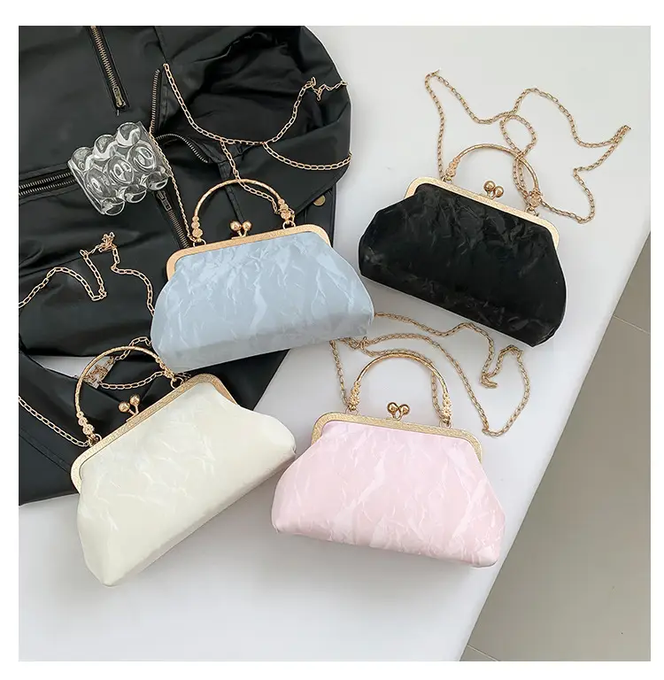 Pink Velvet Clip Chain Shoulder Bag for Women — feature 9