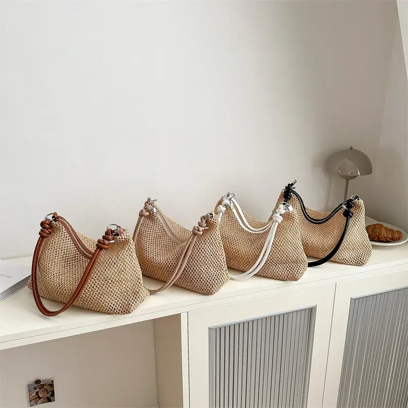 Women Straw Handbag Vintage Woven Large Capacity - Image 8