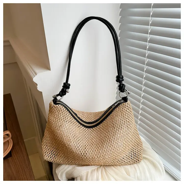 Women Straw Handbag Vintage Woven Large Capacity — feature 12
