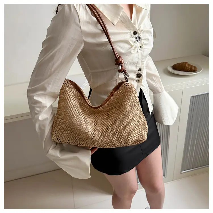 Women Straw Handbag Vintage Woven Large Capacity — feature 16