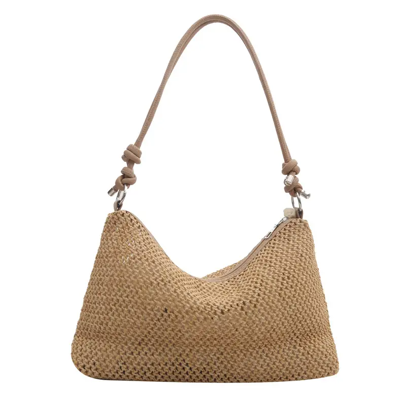 Women Straw Handbag Vintage Woven Large Capacity - Image 4