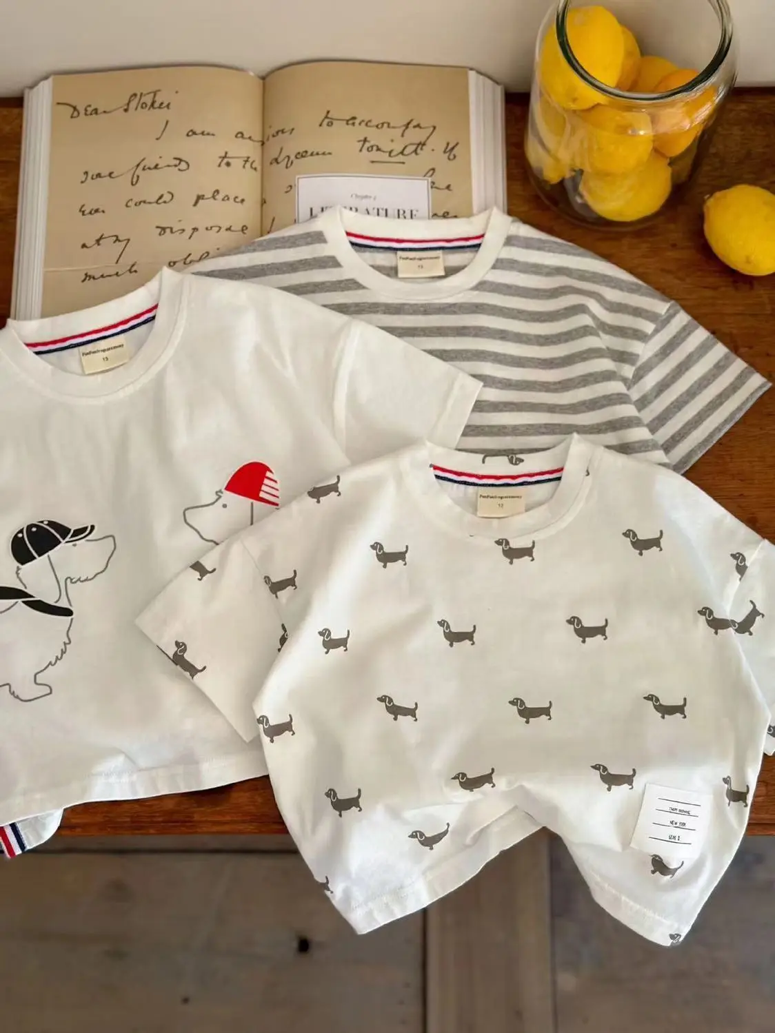 2025 Kids Cartoon T-Shirt White Striped Border Medium — feature 1
