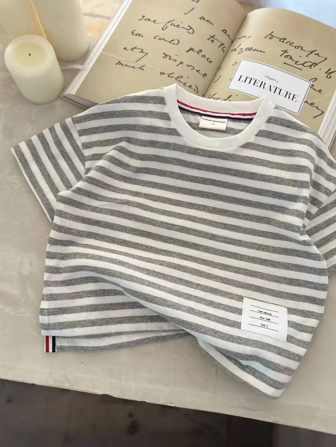 2025 Kids Cartoon T-Shirt White Striped Border Medium — feature 4