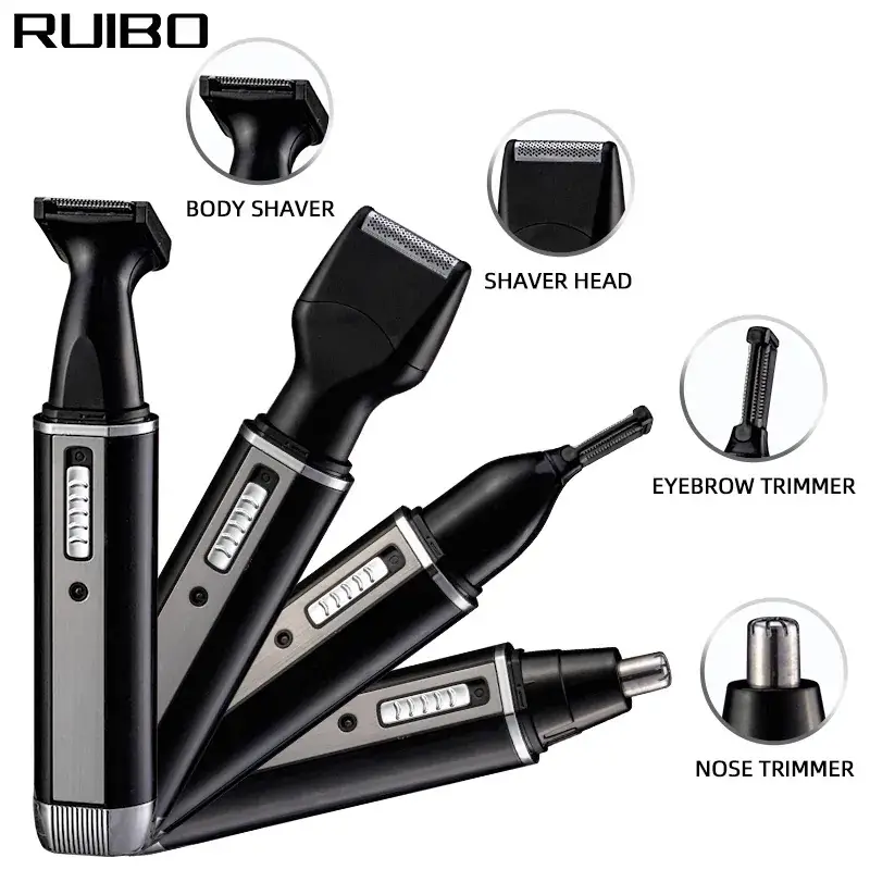 Rechargeable Men's Nose Hair Trimmer with 4 Blades - Image 3
