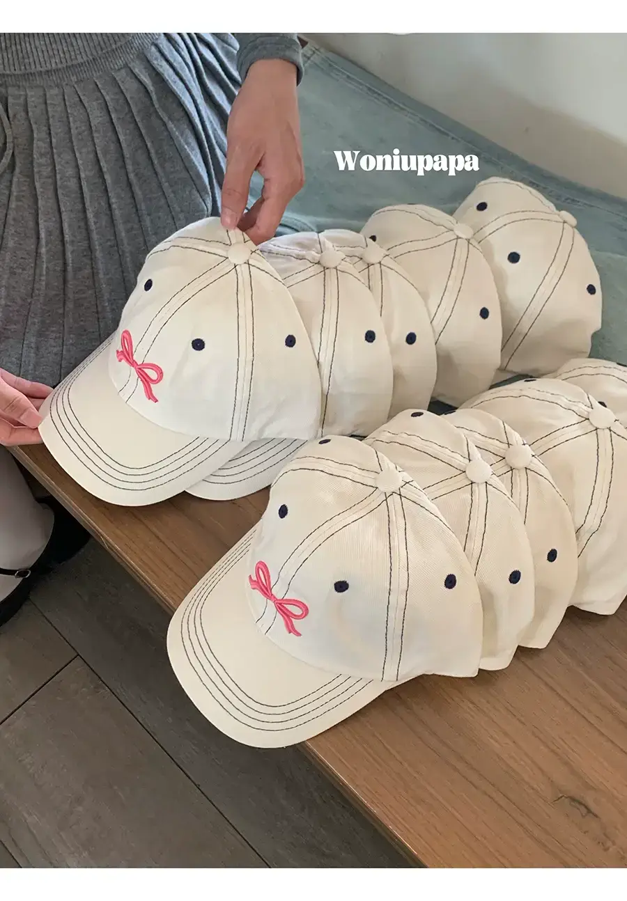 Women's Blue Bow Embroidered Baseball Cap Summer Sunscreen — feature 1